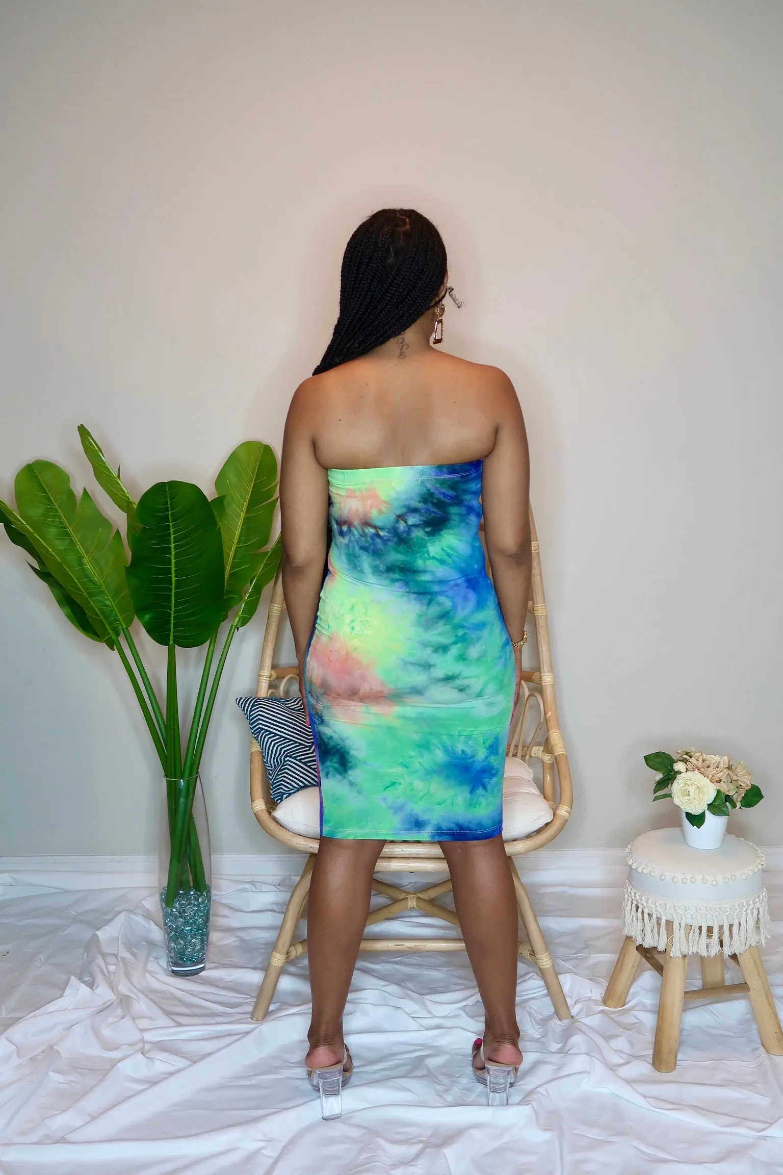 Ballari Strapless Tie Dye Knee Length Dress