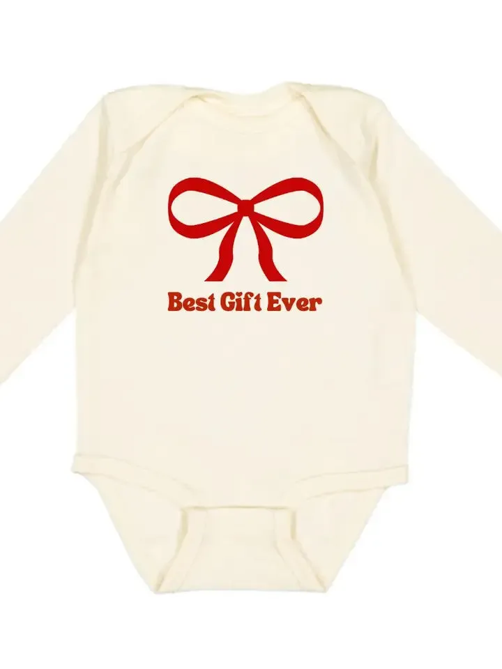 best gift ever bow Christmas onesie