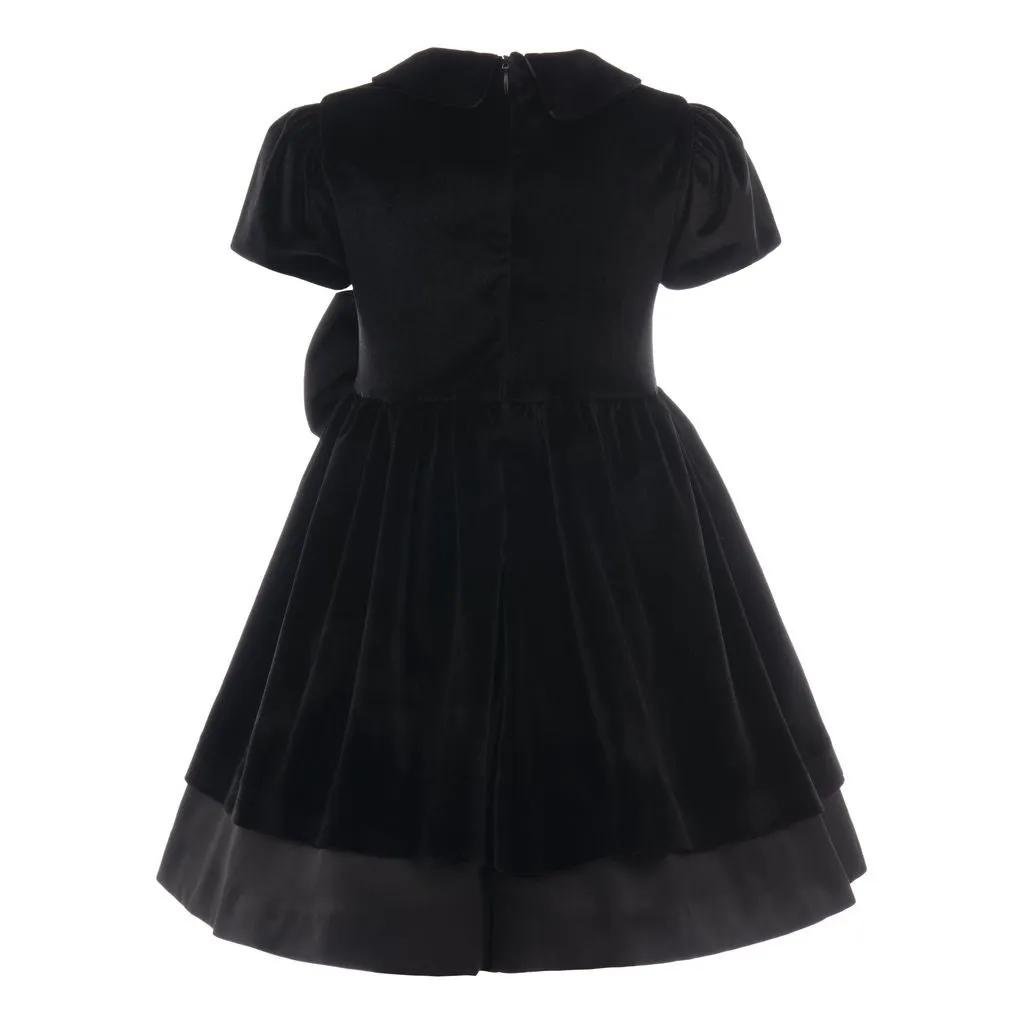 Black Velvet Bow Jersey Dress