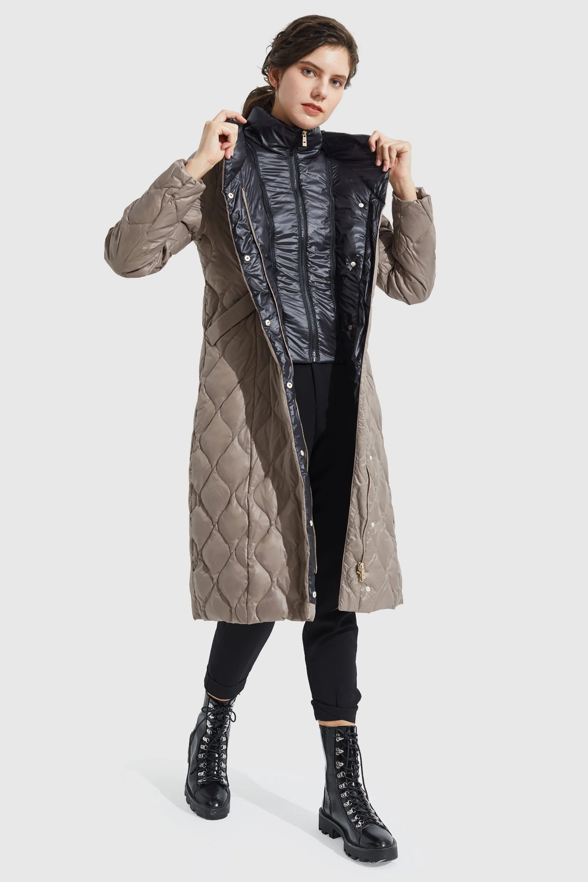 Double Layer Removable Hood Down Coat