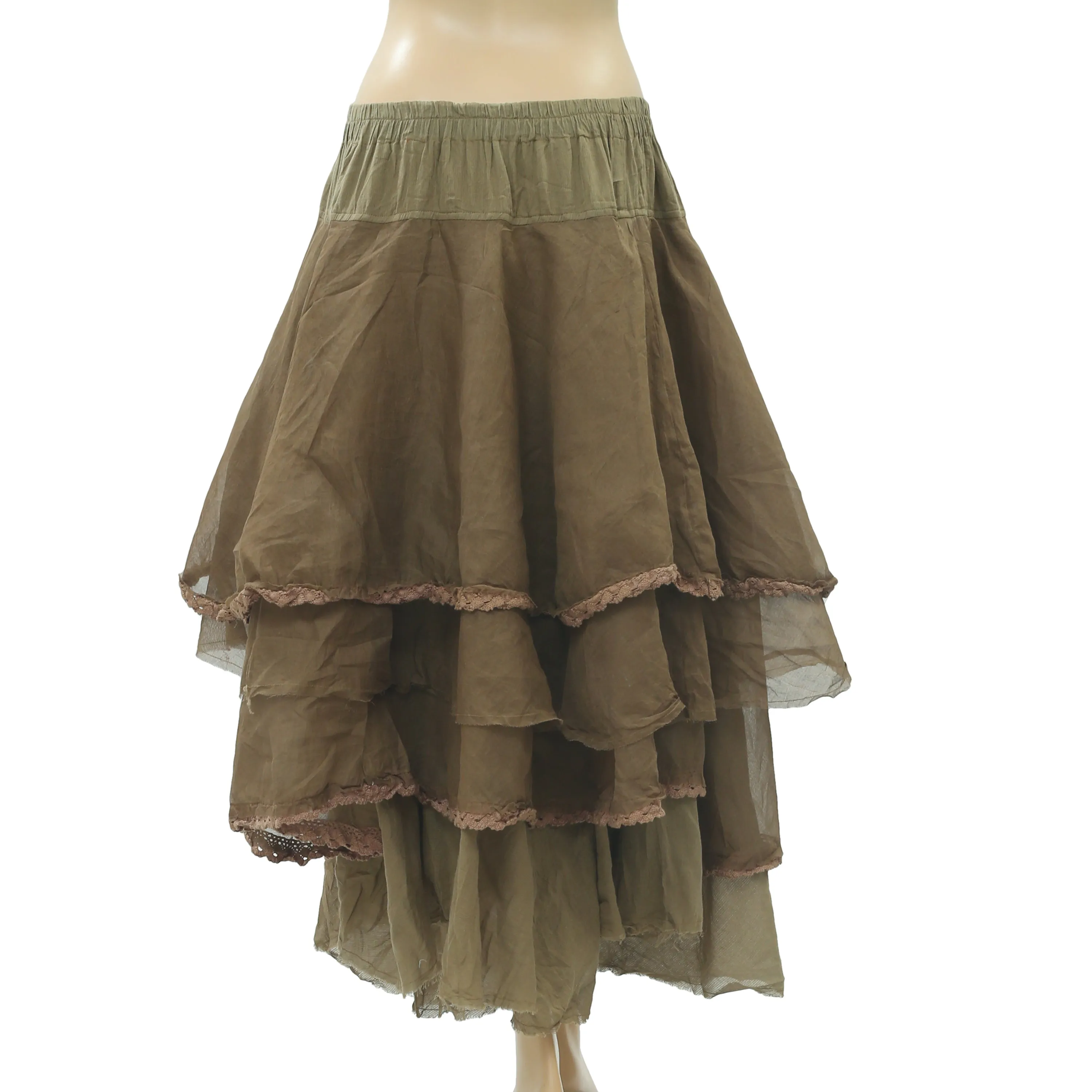 Ewa I Walla Lagenlook Tiered Tine Layered Banded Skirt M