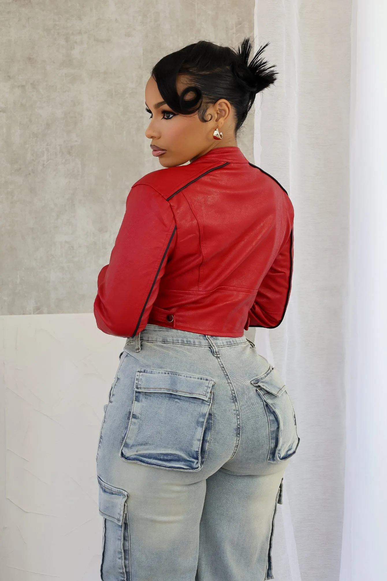 Fall For You PU Crop Jacket