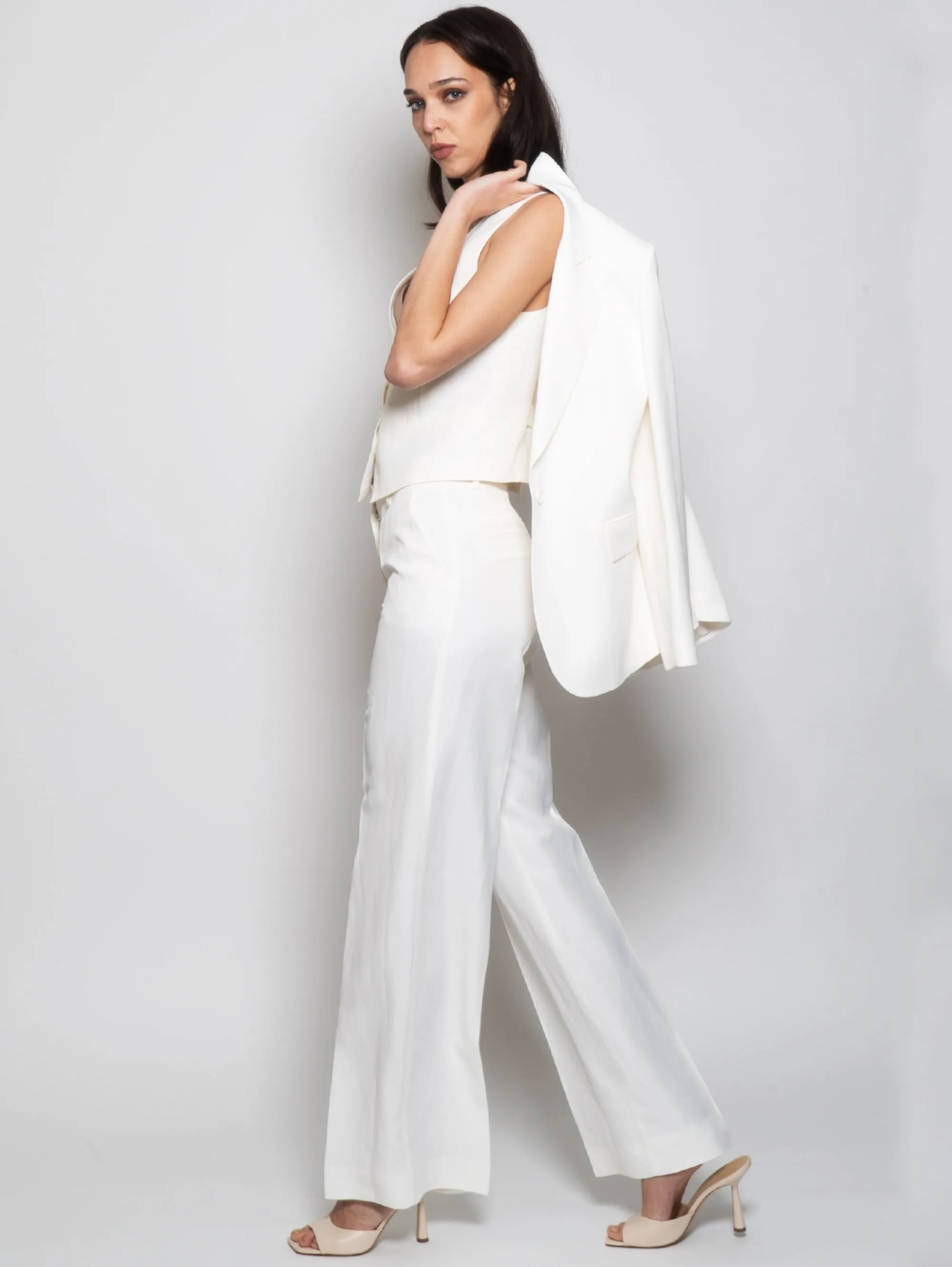 Gilet con Scollo a V Panna