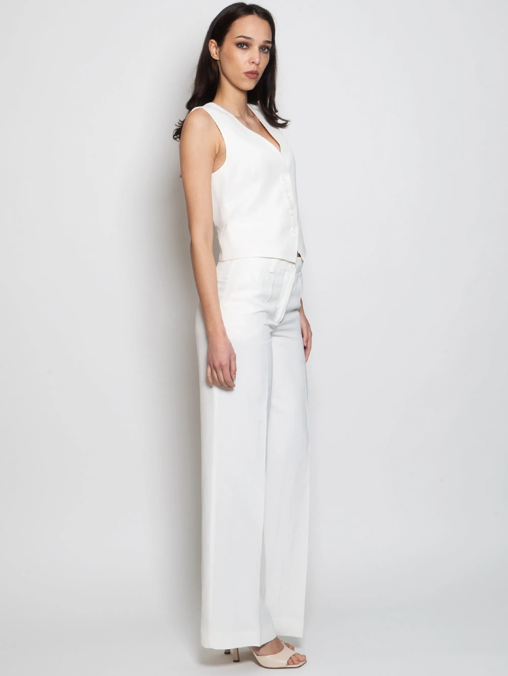 Gilet con Scollo a V Panna