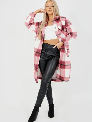 Jemma Longline Thick Colour Block Shacket In Wine