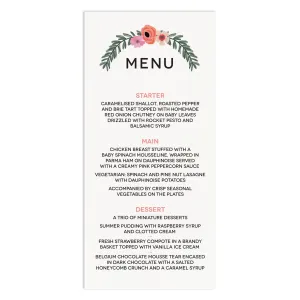Modern Botanical Menu Cards