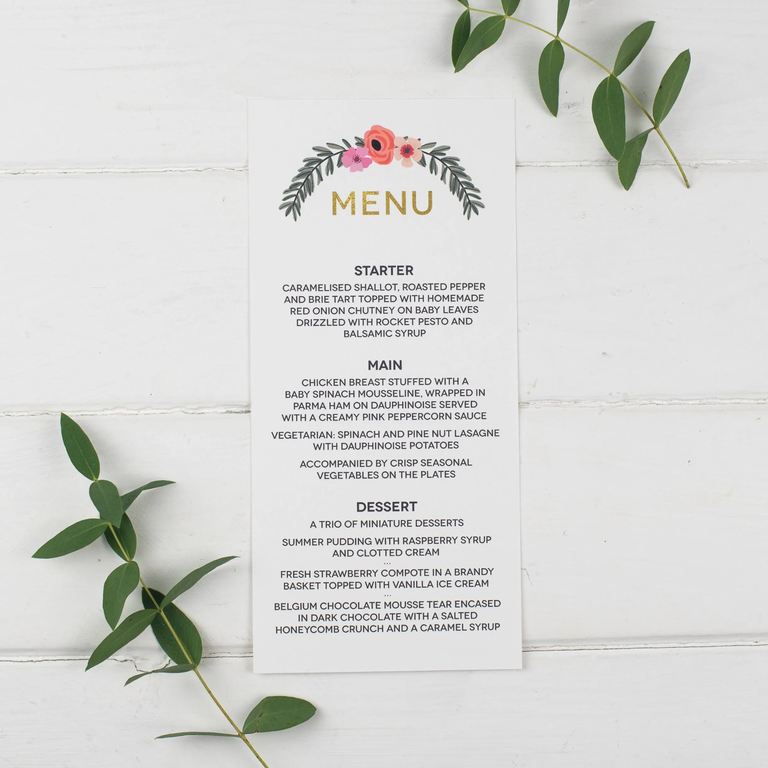 Modern Botanical Menu Cards