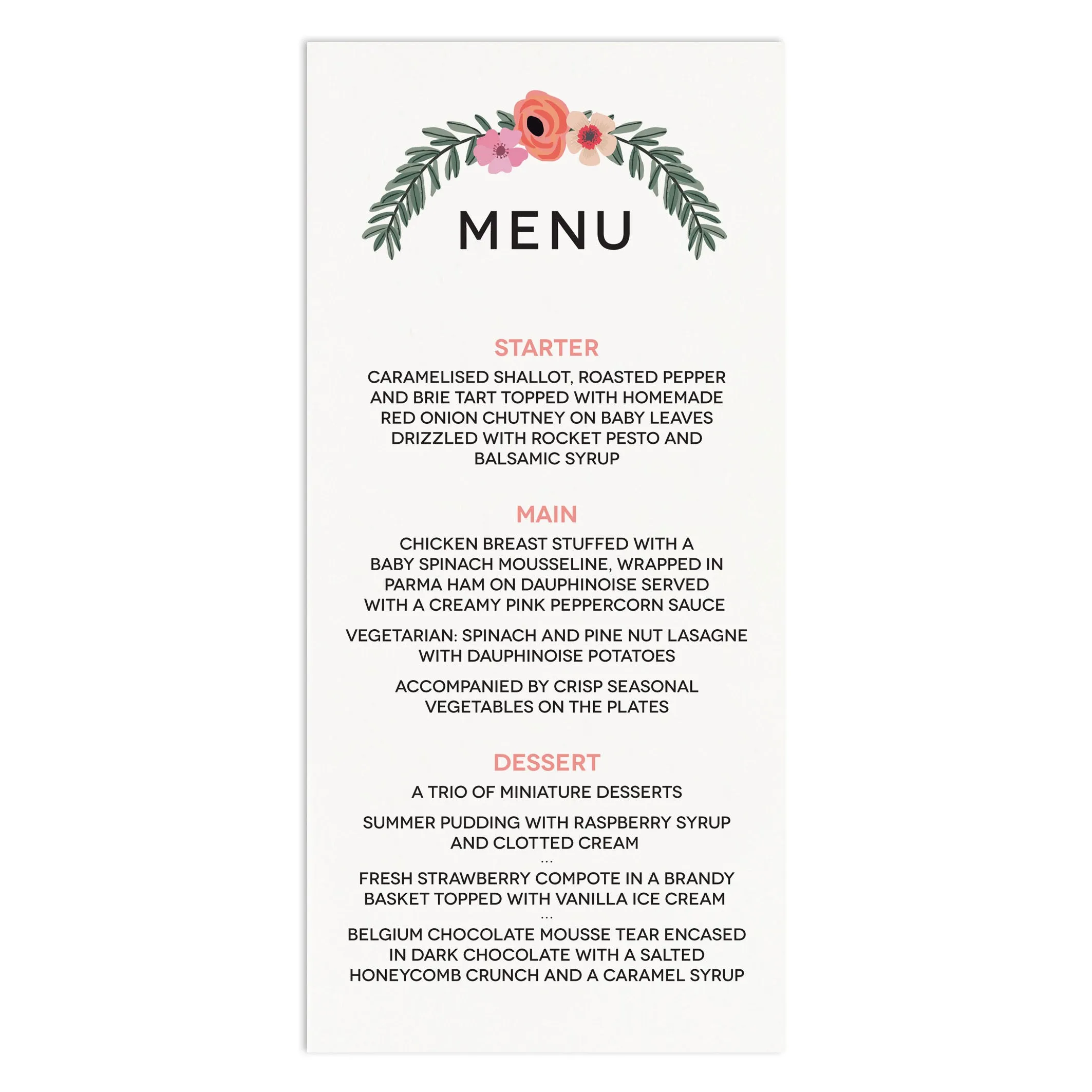 Modern Botanical Menu Cards