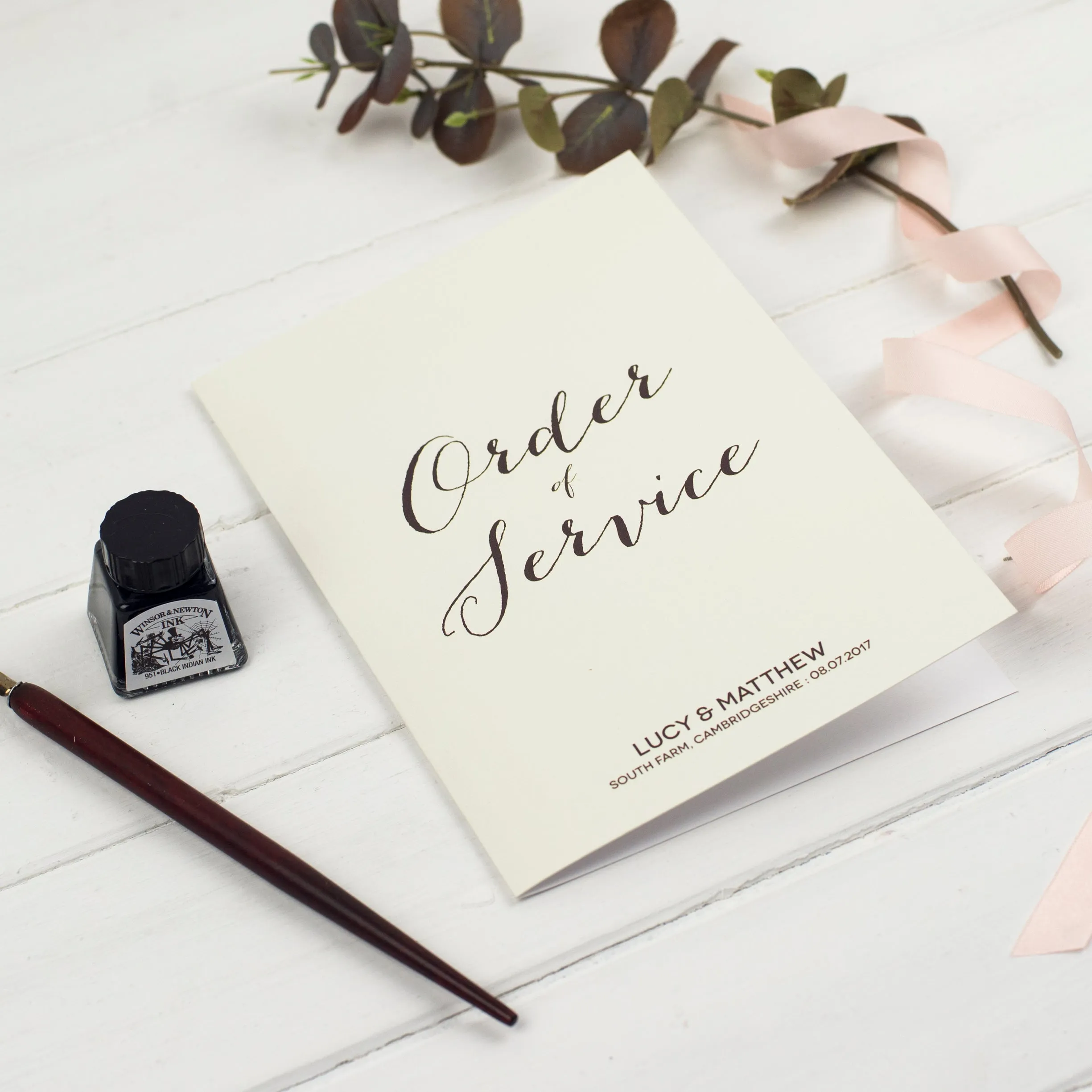 Modern Calligraphy Order Of Service