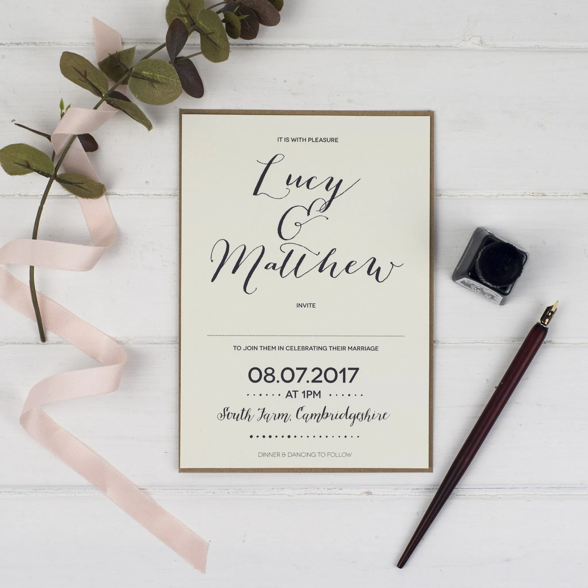 Modern Calligraphy Wedding Invitations