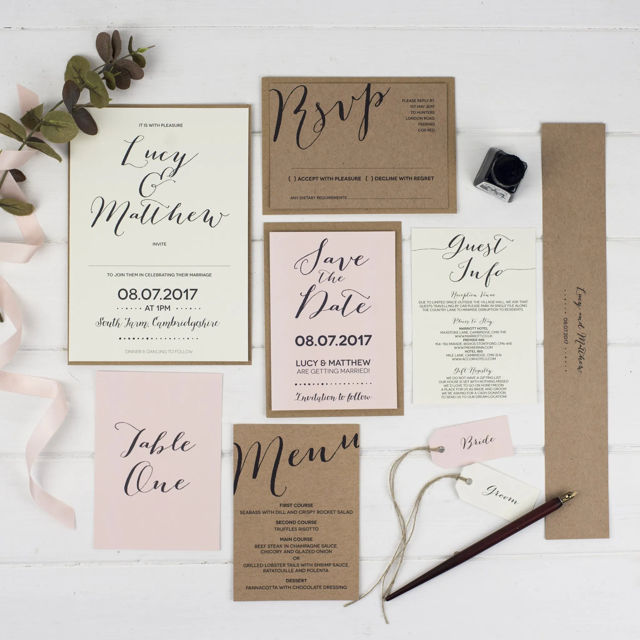 Modern Calligraphy Wedding Invitations