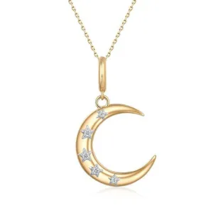 Modern Diamond Moon Pendant Necklace