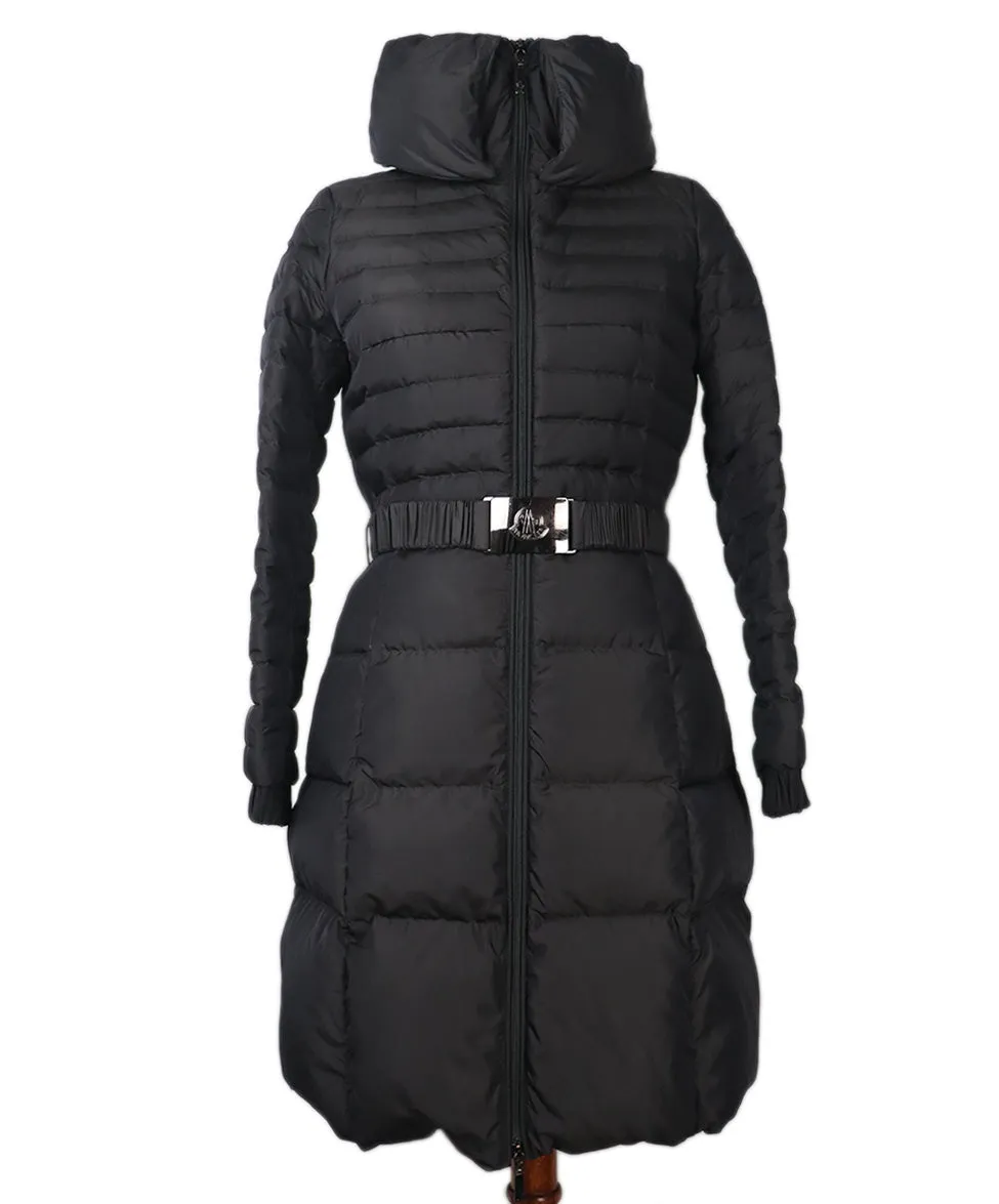 Moncler Black Down Coat w/ Belt sz 4