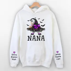 Personalized Nana Witch Shirt, Custom Nana Shirt with Grandkids Names, Fall Halloween Hoodie 6