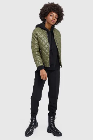 Plaid Style Lightweight Short Down Coat