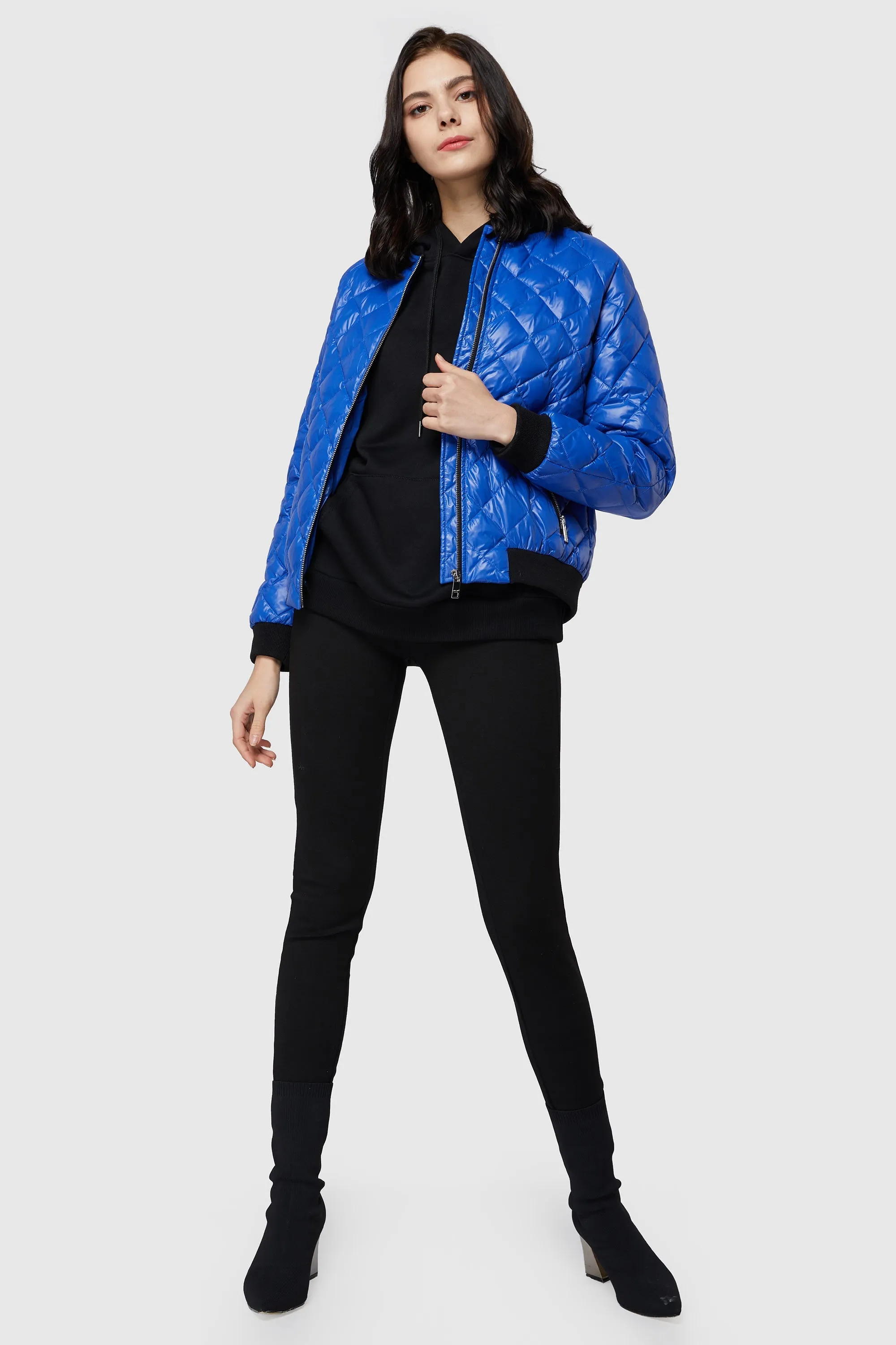 Plaid Style Lightweight Short Down Coat