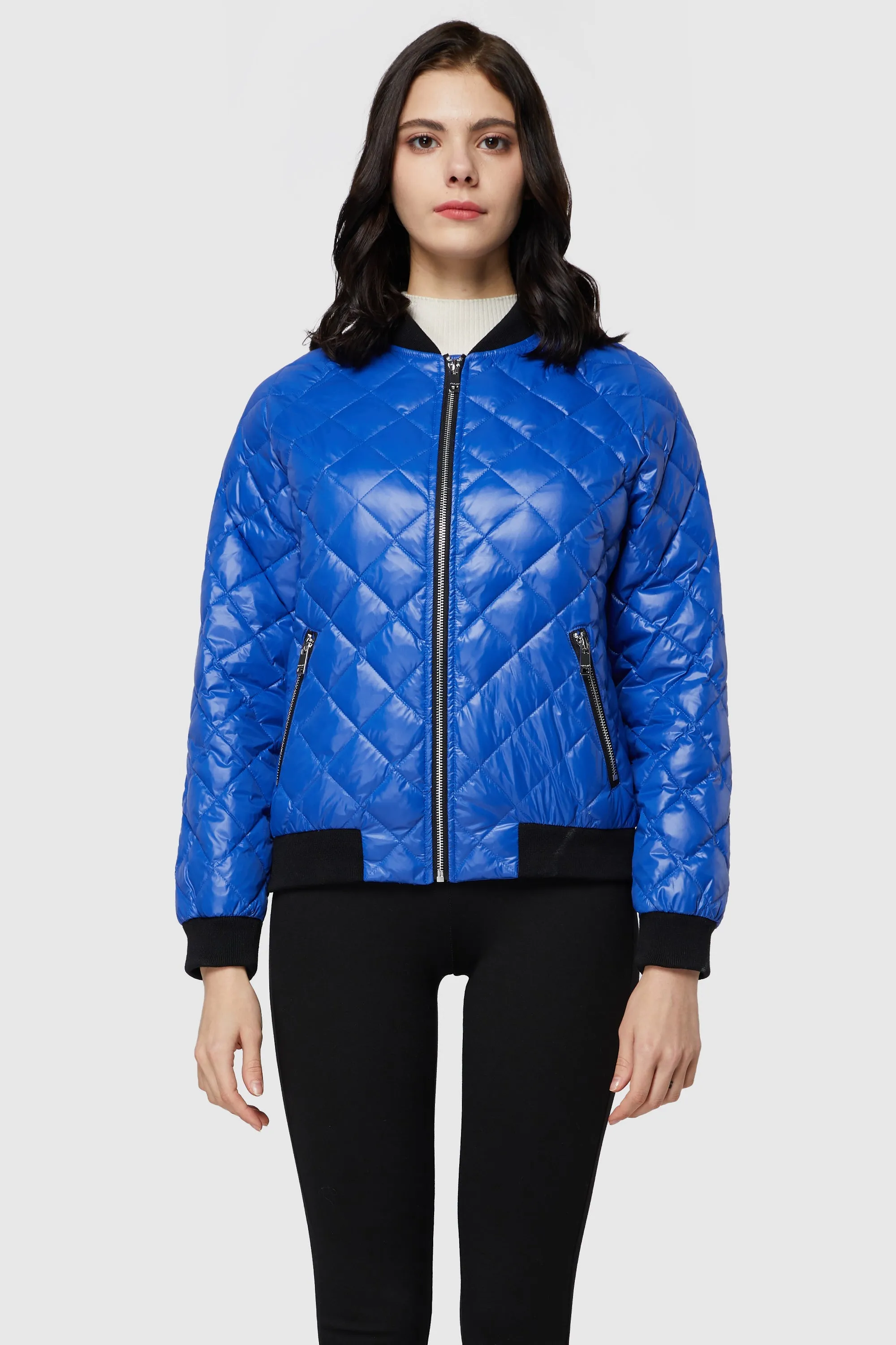 Plaid Style Lightweight Short Down Coat