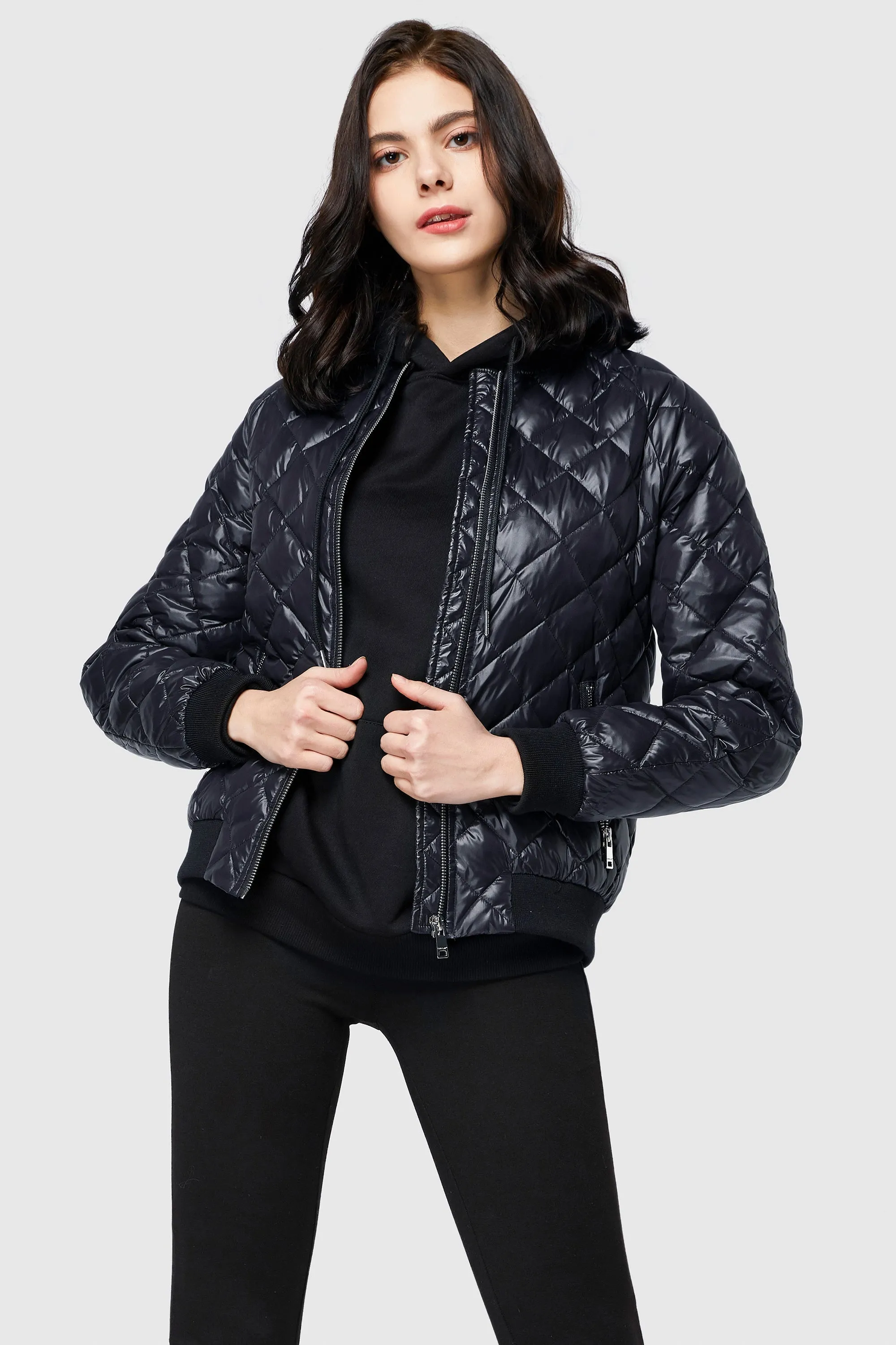 Plaid Style Lightweight Short Down Coat