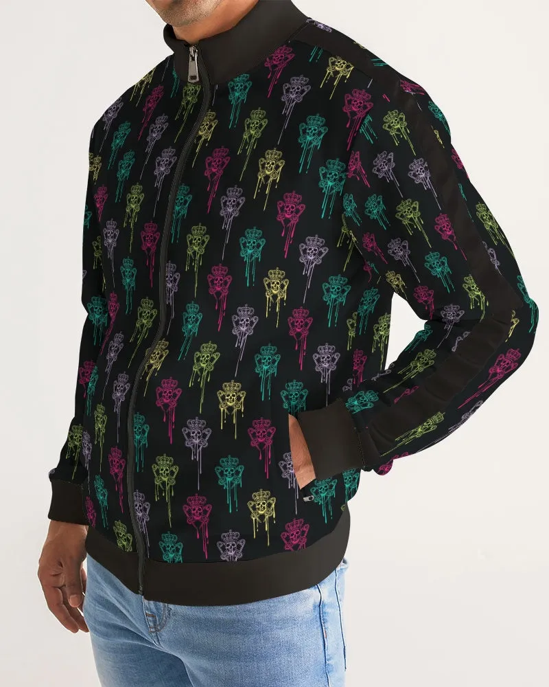 Punk Majesty Logo Drip Men's Stripe-Sleeve Track Jacket