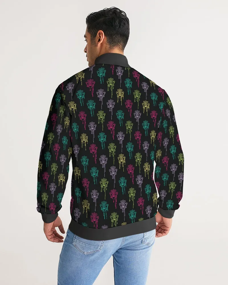 Punk Majesty Logo Drip Men's Stripe-Sleeve Track Jacket