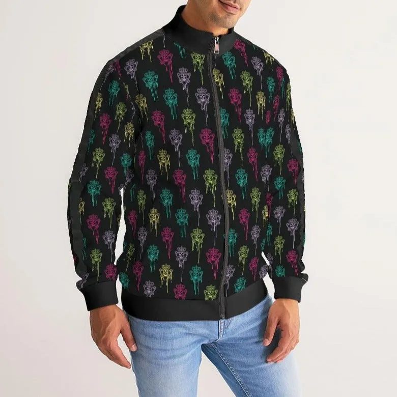 Punk Majesty Logo Drip Men's Stripe-Sleeve Track Jacket
