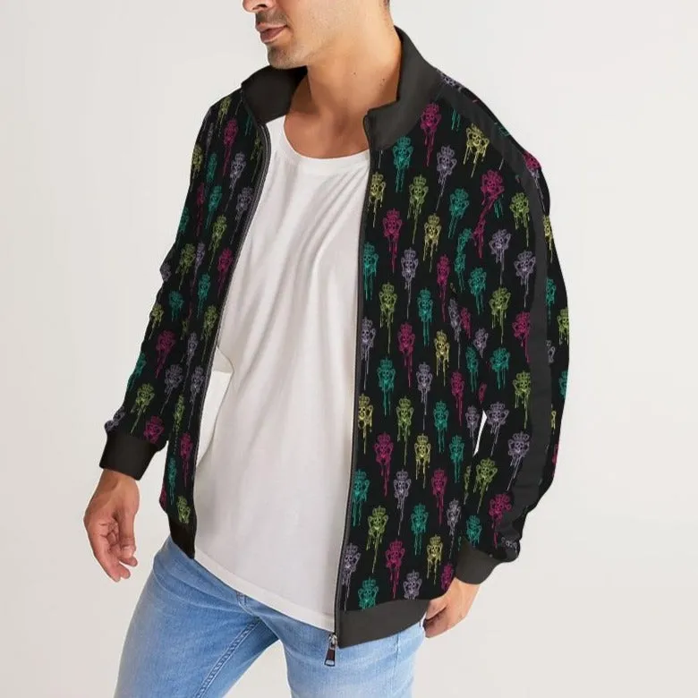 Punk Majesty Logo Drip Men's Stripe-Sleeve Track Jacket