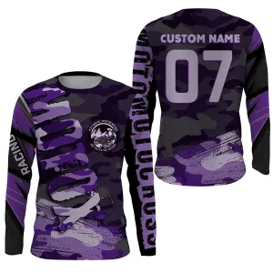 Purple Camo Custom Motocross Jersey No Guts No Glory Dirt Bike Long Sleeve Shirt MX Racing Women Girls