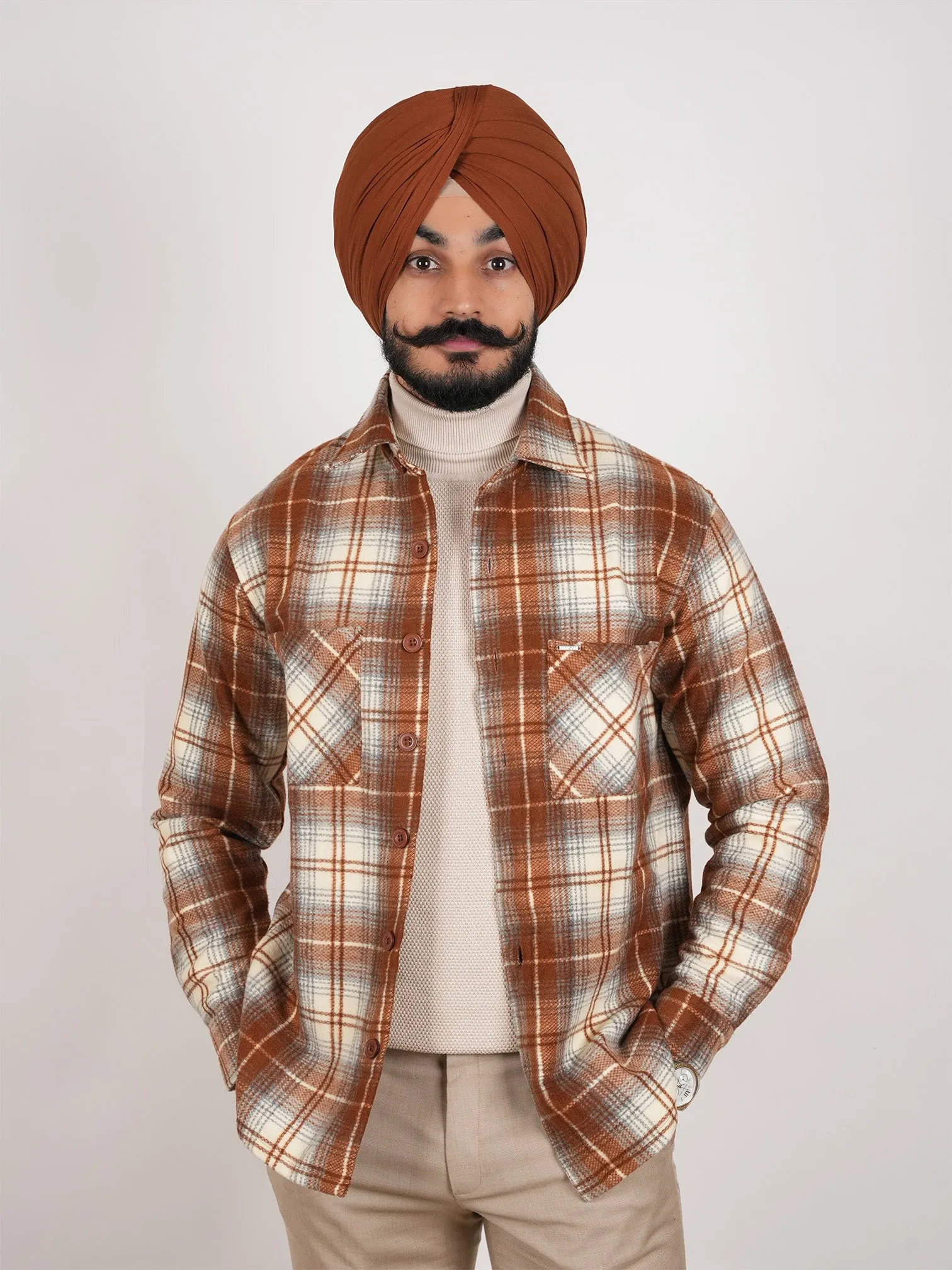 Rust Cream 6 Pockets Shacket