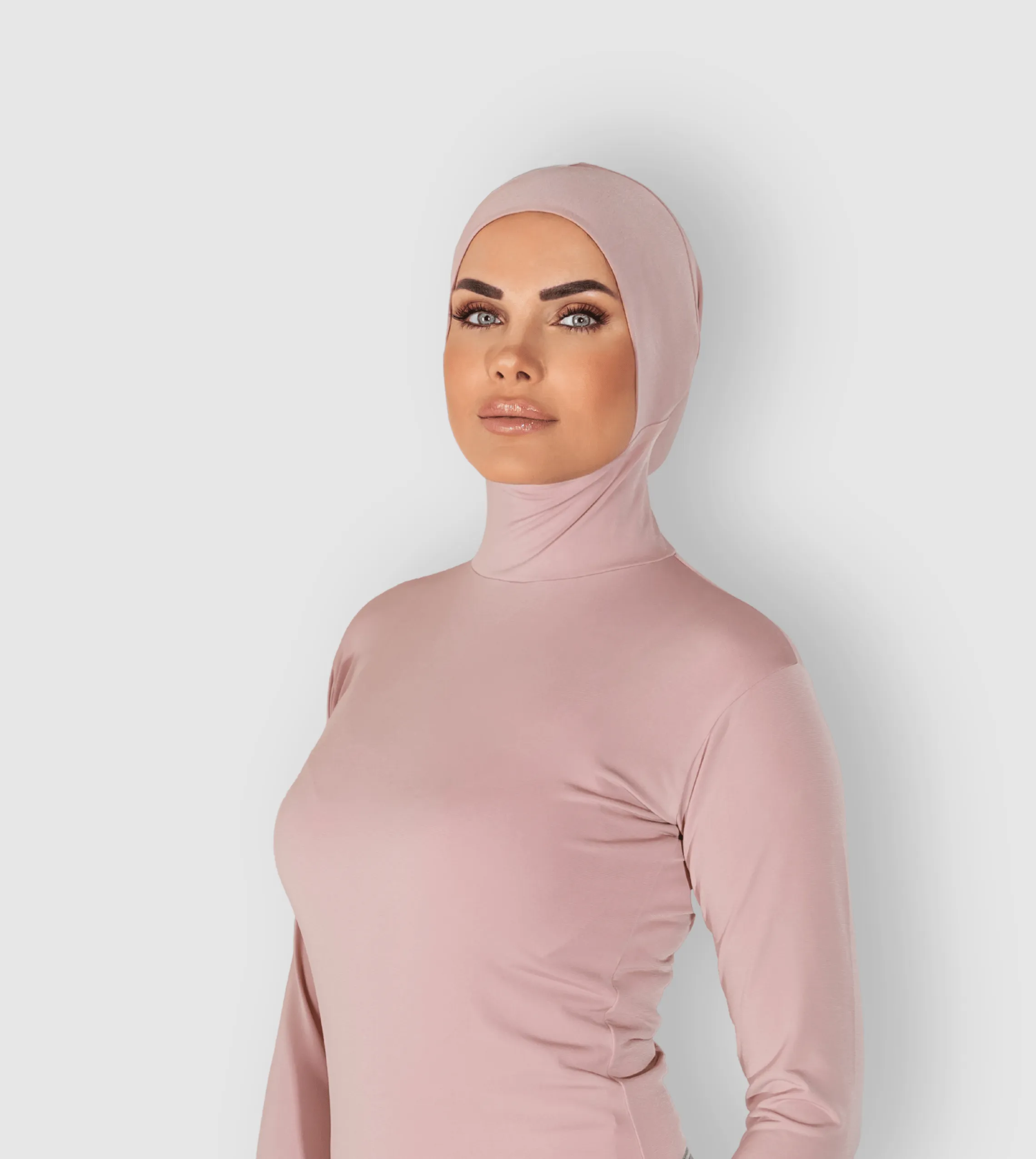 RUUQ Bodysuit Long Sleeve with Hijab Cap - Rose