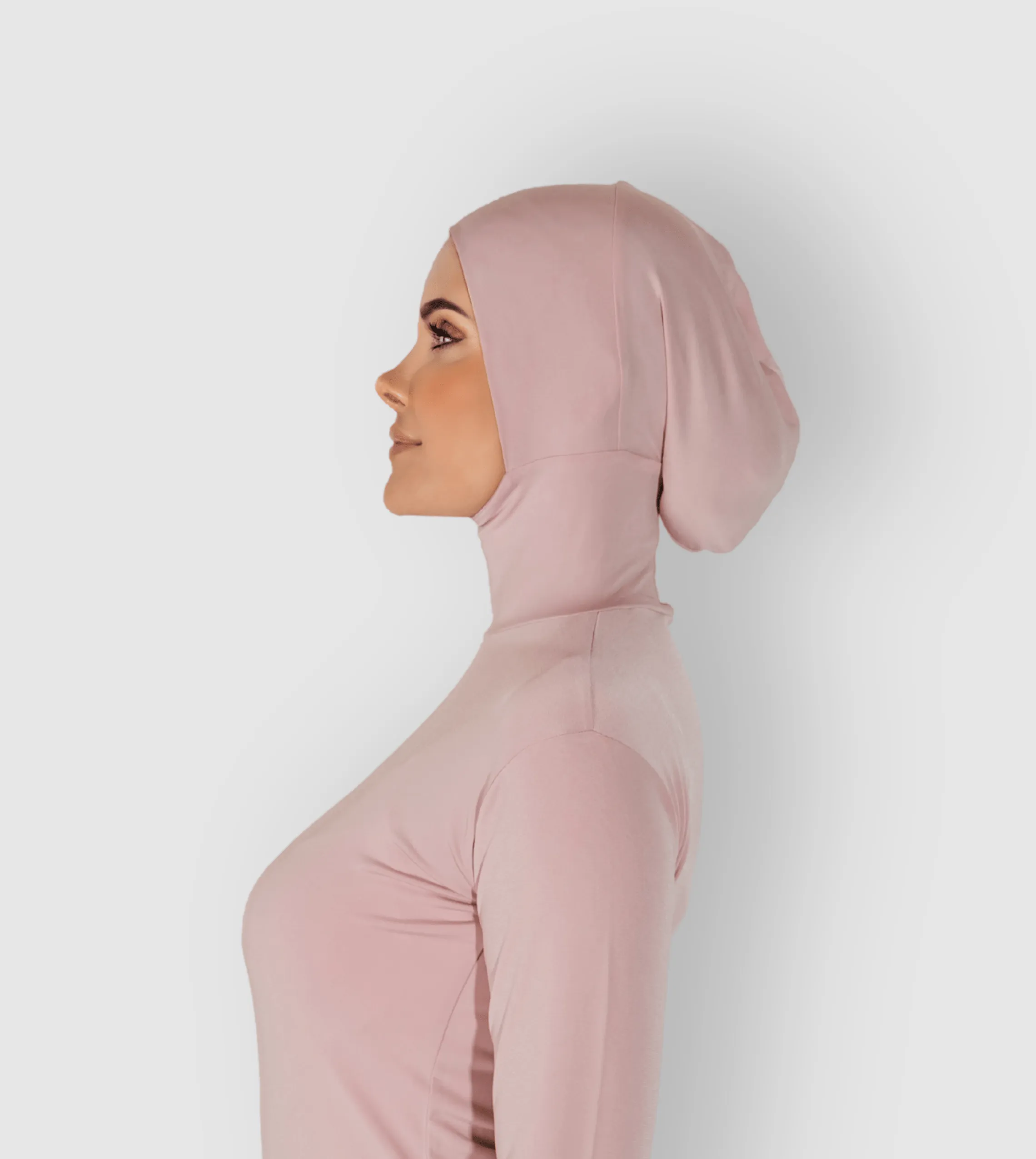 RUUQ Bodysuit Long Sleeve with Hijab Cap - Rose