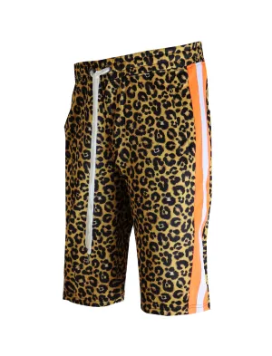 S91701-FASHION TRACK SHORTS (BROWN)