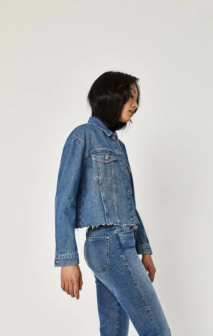 SIENNA CROP JACKET IN MID 90'S INDIGO