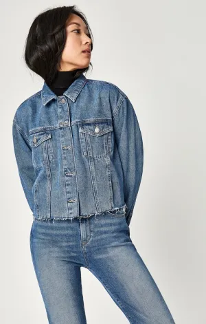 SIENNA CROP JACKET IN MID 90'S INDIGO