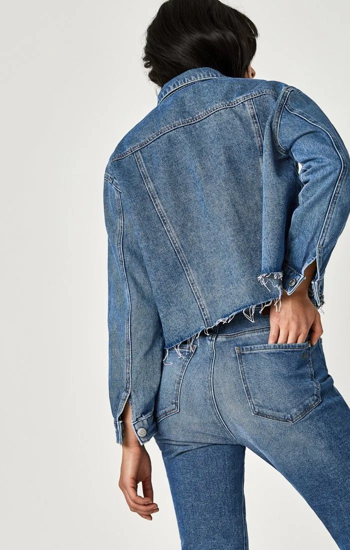 SIENNA CROP JACKET IN MID 90'S INDIGO