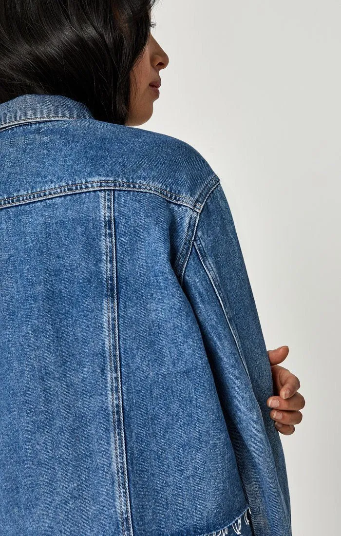 SIENNA CROP JACKET IN MID 90'S INDIGO