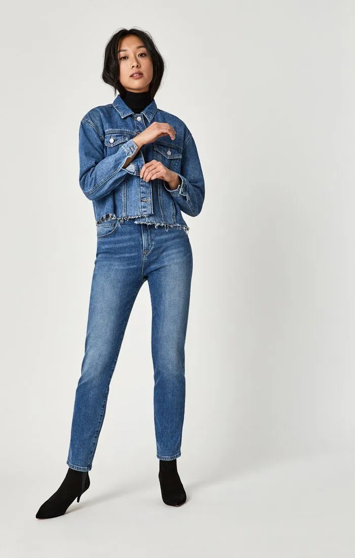 SIENNA CROP JACKET IN MID 90'S INDIGO