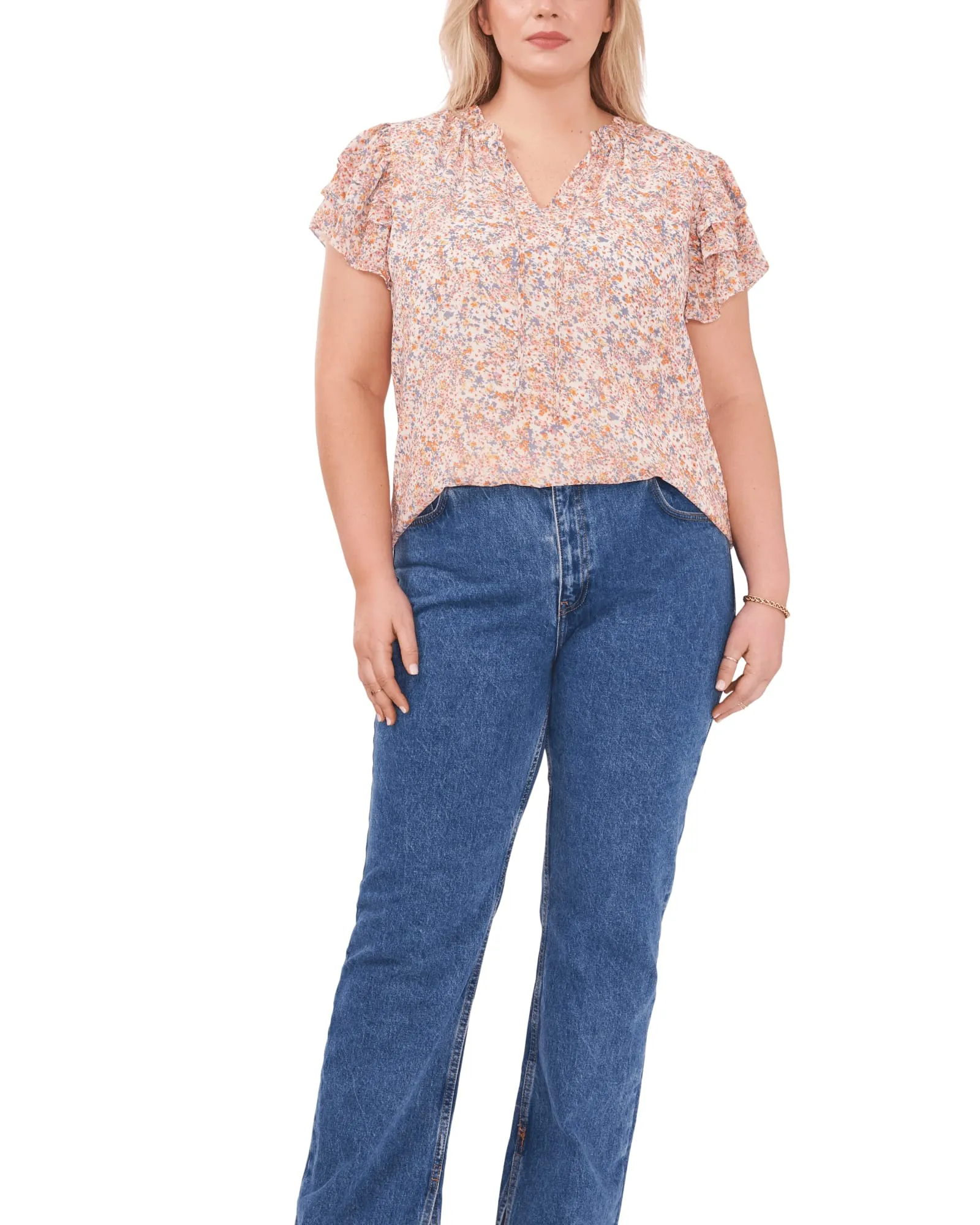 Simone Flutter Sleeve Top | SWEET BLOOMS-151