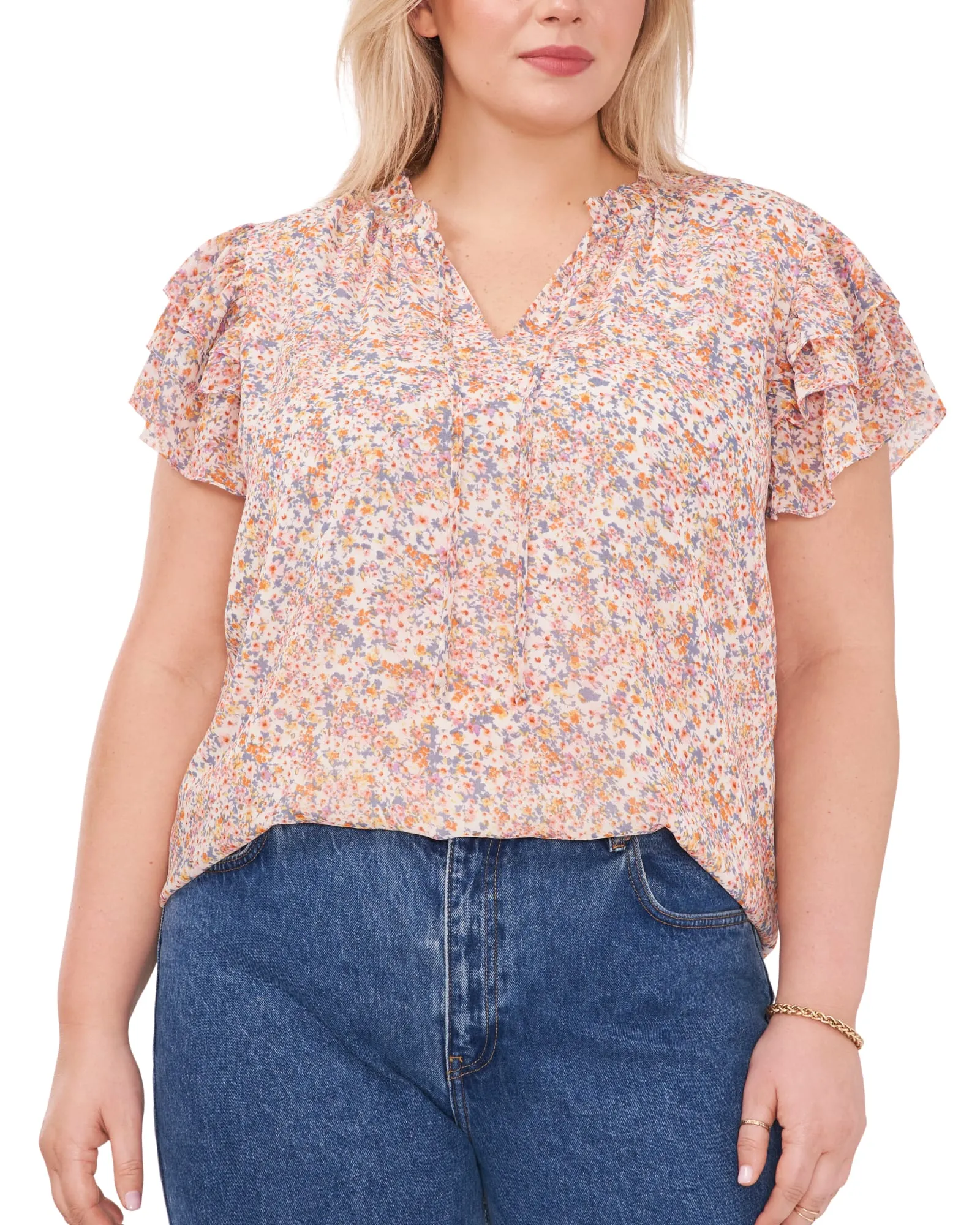 Simone Flutter Sleeve Top | SWEET BLOOMS-151