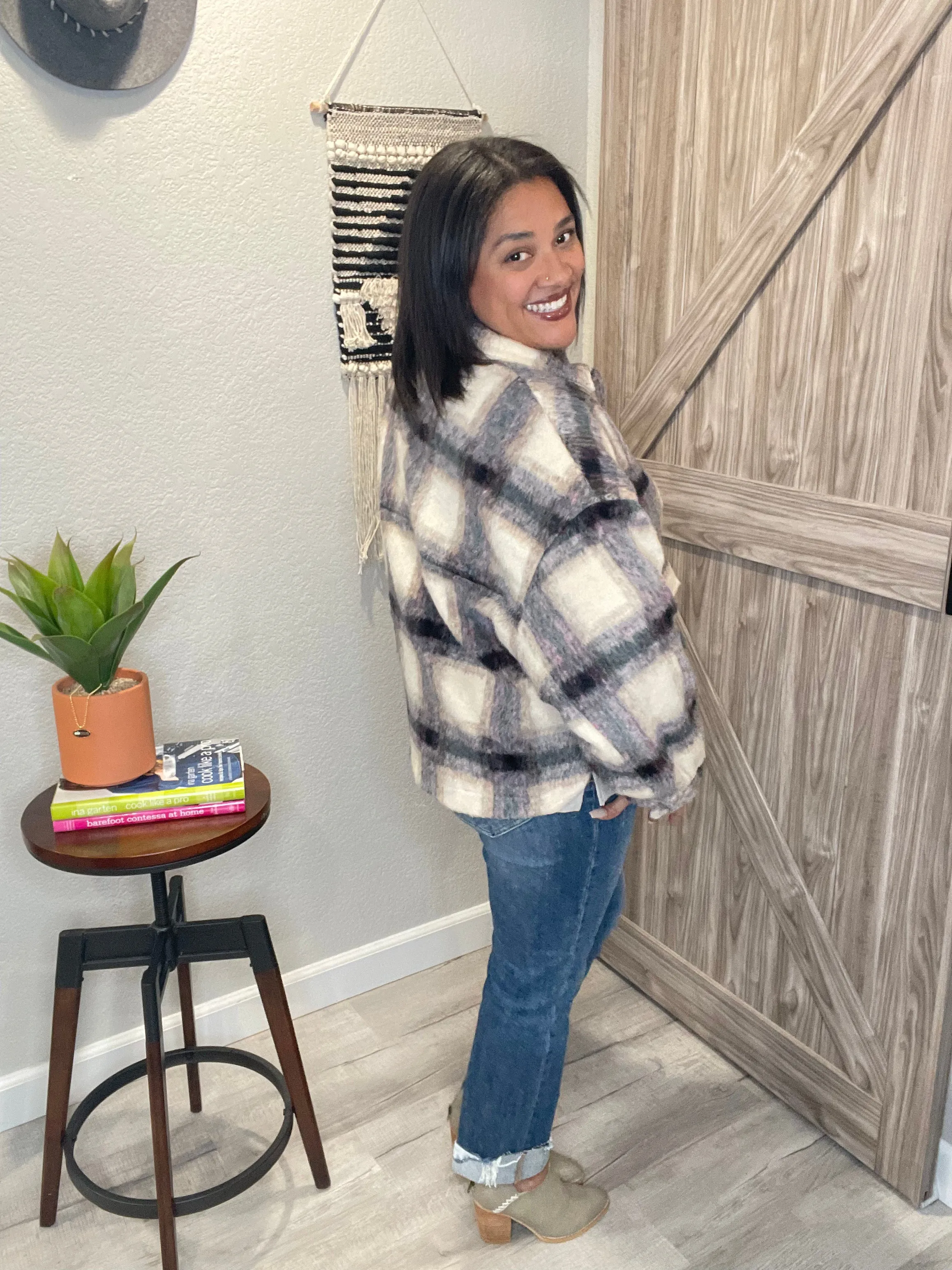 Size XL Saltwater Luxe Boxy Plaid Cropped Jacket
