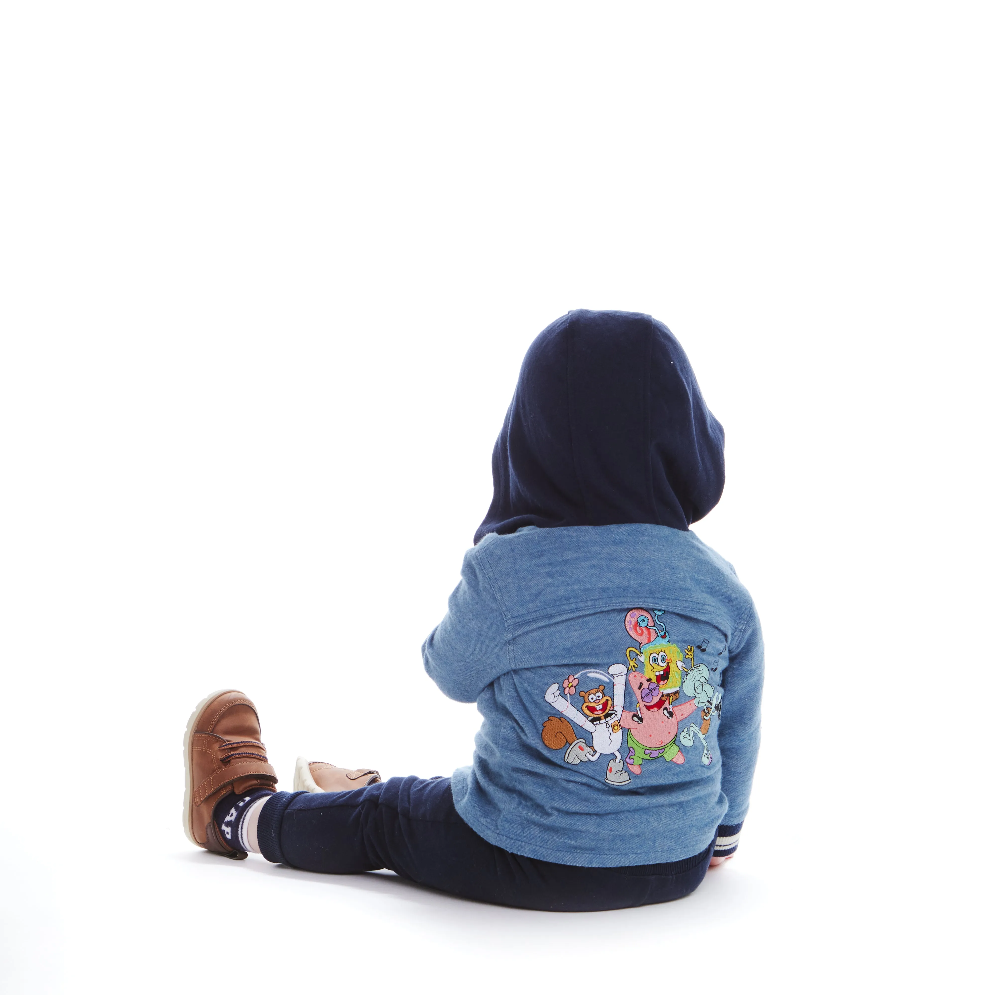 SpongeBob SquarePants™ x Andy & Evan® | Infant Embroidery Shellebration Brushed Washed Oxford Hooded Shacket Set