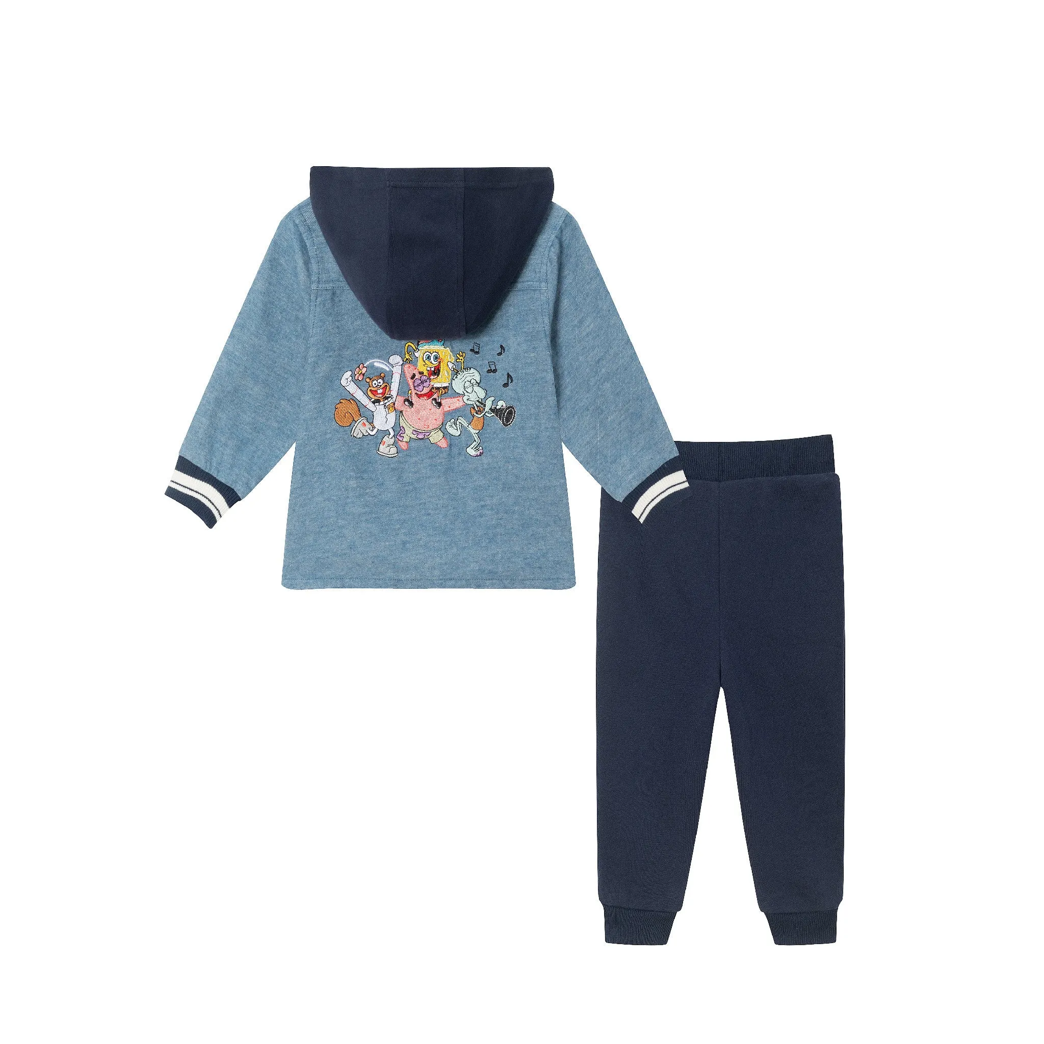 SpongeBob SquarePants™ x Andy & Evan® | Infant Embroidery Shellebration Brushed Washed Oxford Hooded Shacket Set