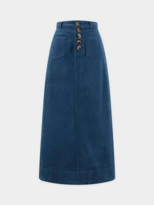 Straight Pocket Skirt-Sapphire