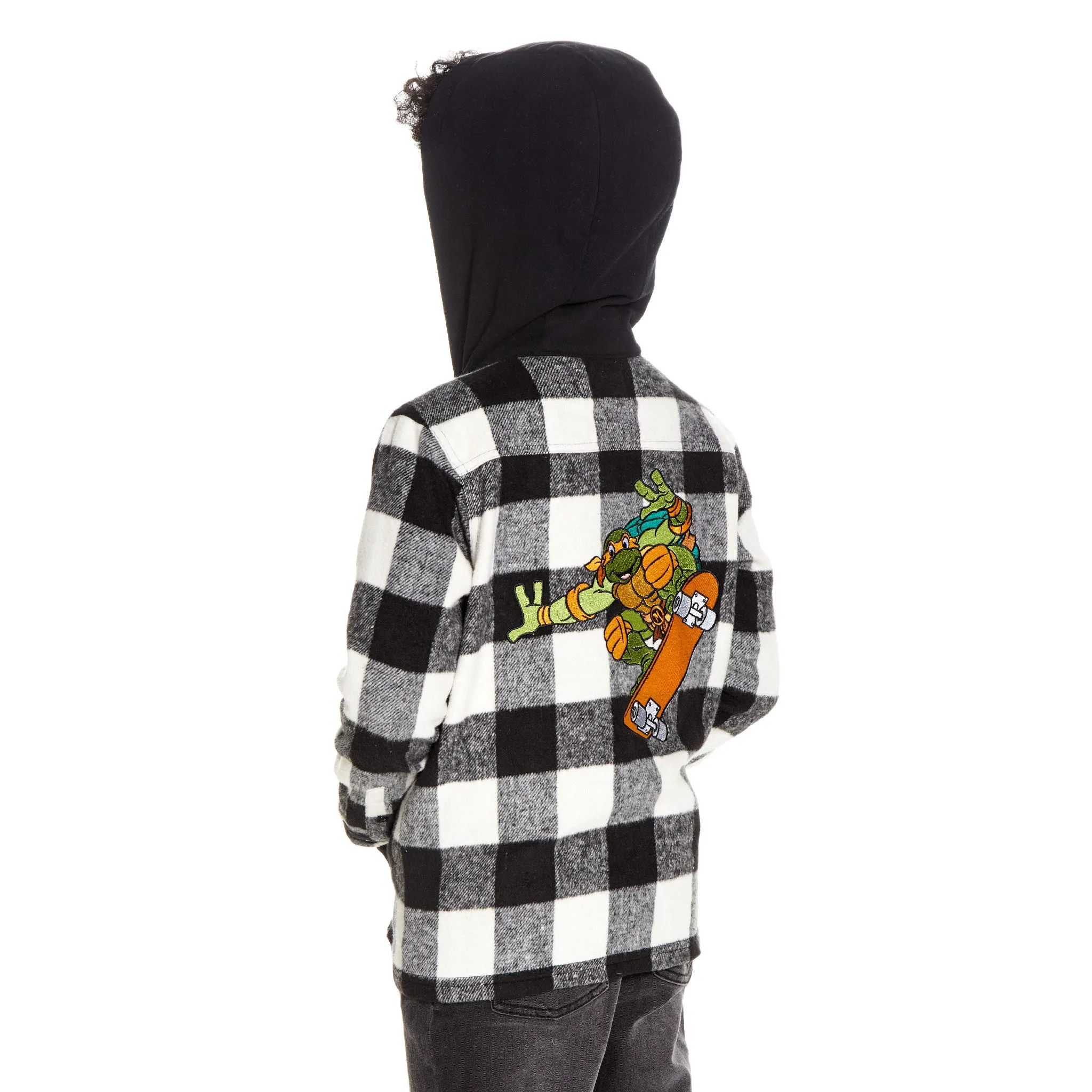 TMNT x Andy & Evan® | Buffalo Check Shacket | Black & Grey