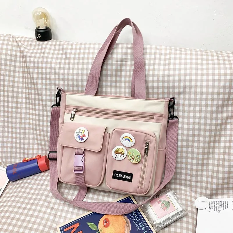 Tote Bag For Students Large Capacity Zipper Nylon Crossbody Bag