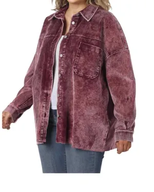 Vintage Washed Corduroy Shacket in Dark Burgundy | Dark Burgundy