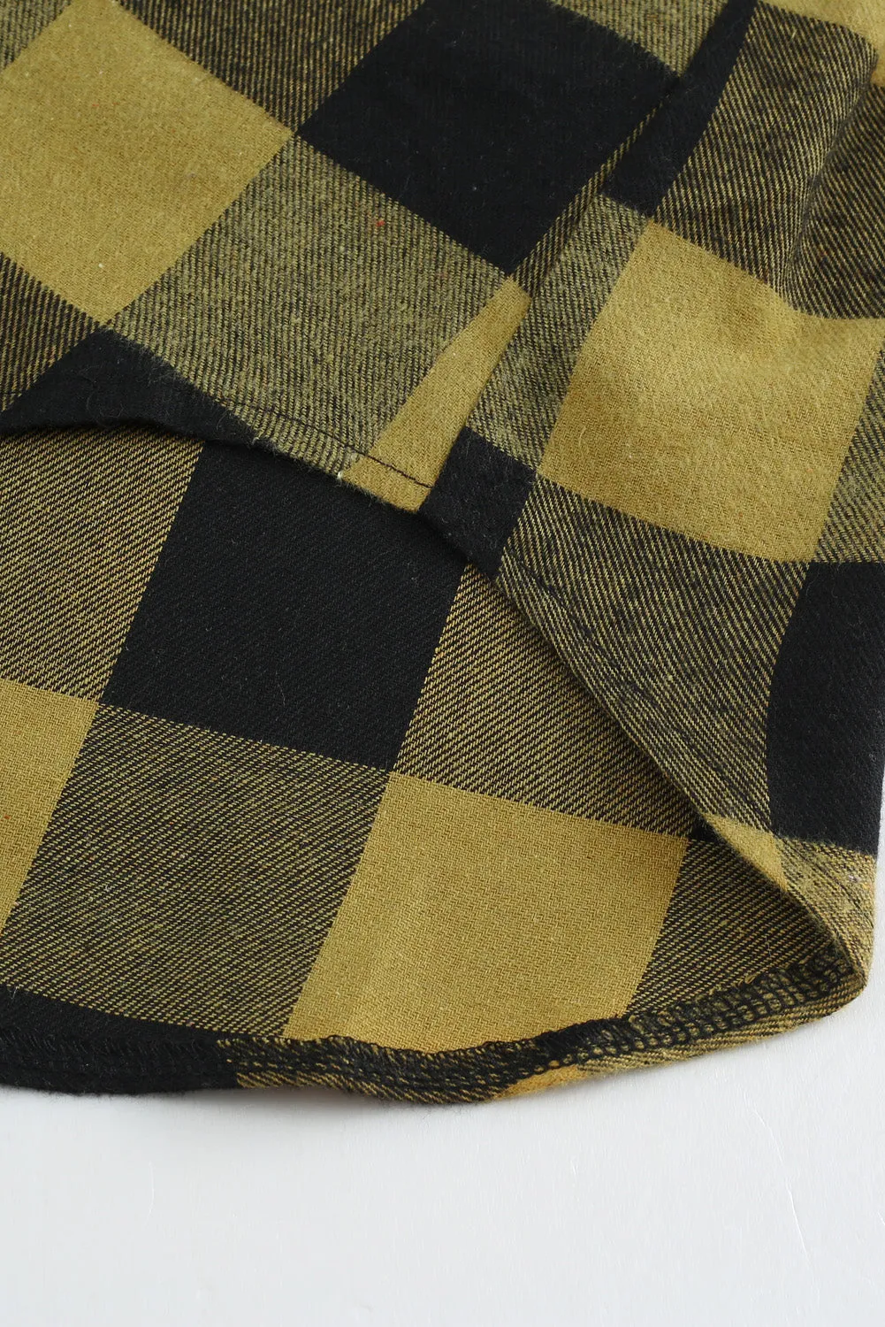 Yellow Turn-down Collar Plaid Shirt Coat