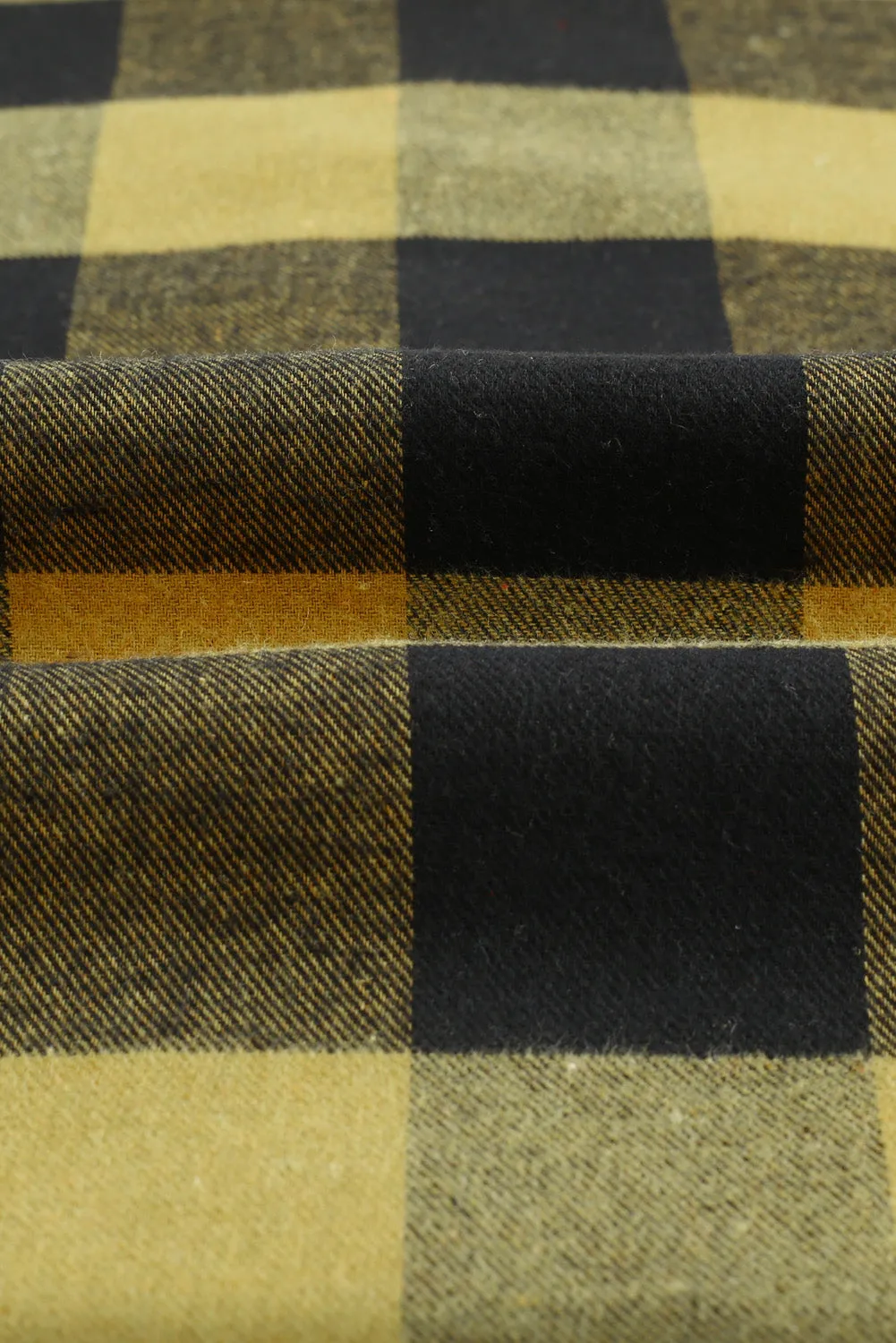Yellow Turn-down Collar Plaid Shirt Coat