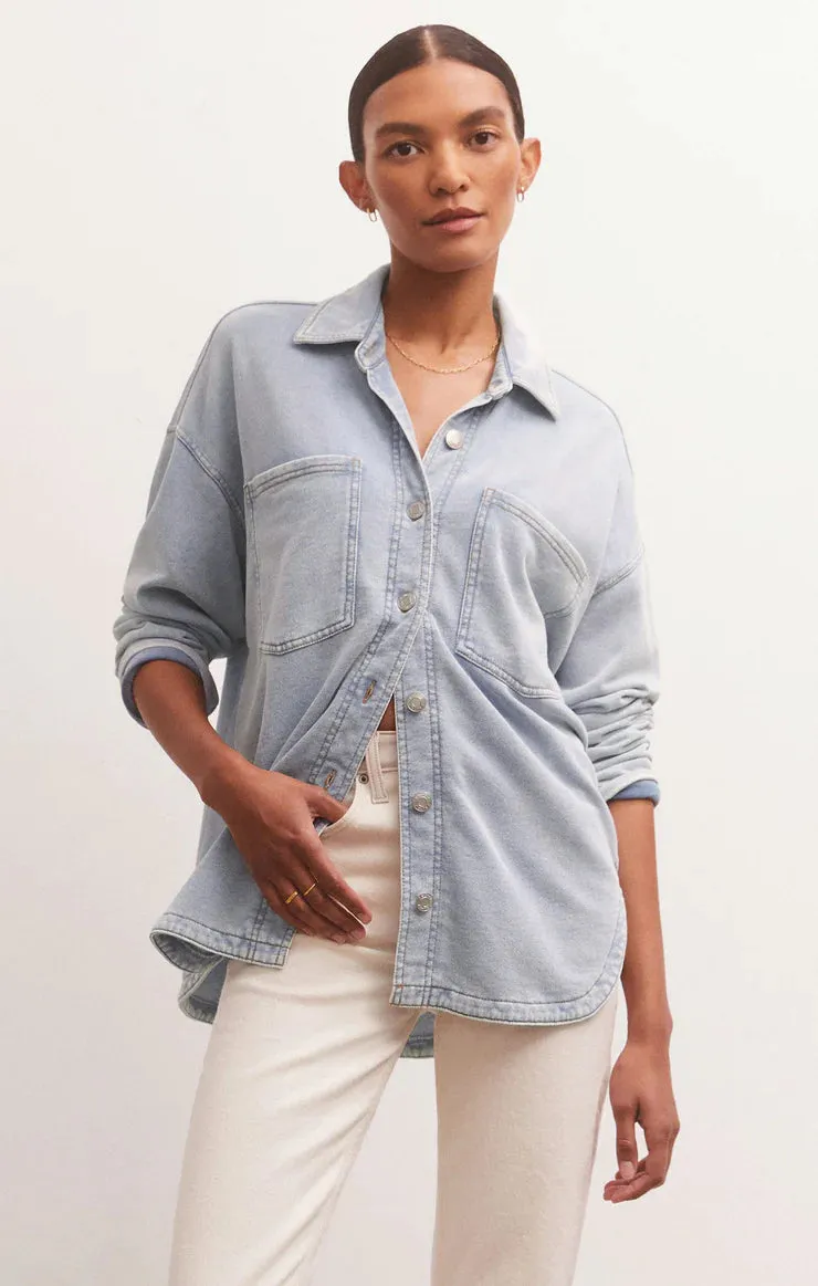 ZSUPPLY All Day Knit Denim Jacket-Washed Indigo